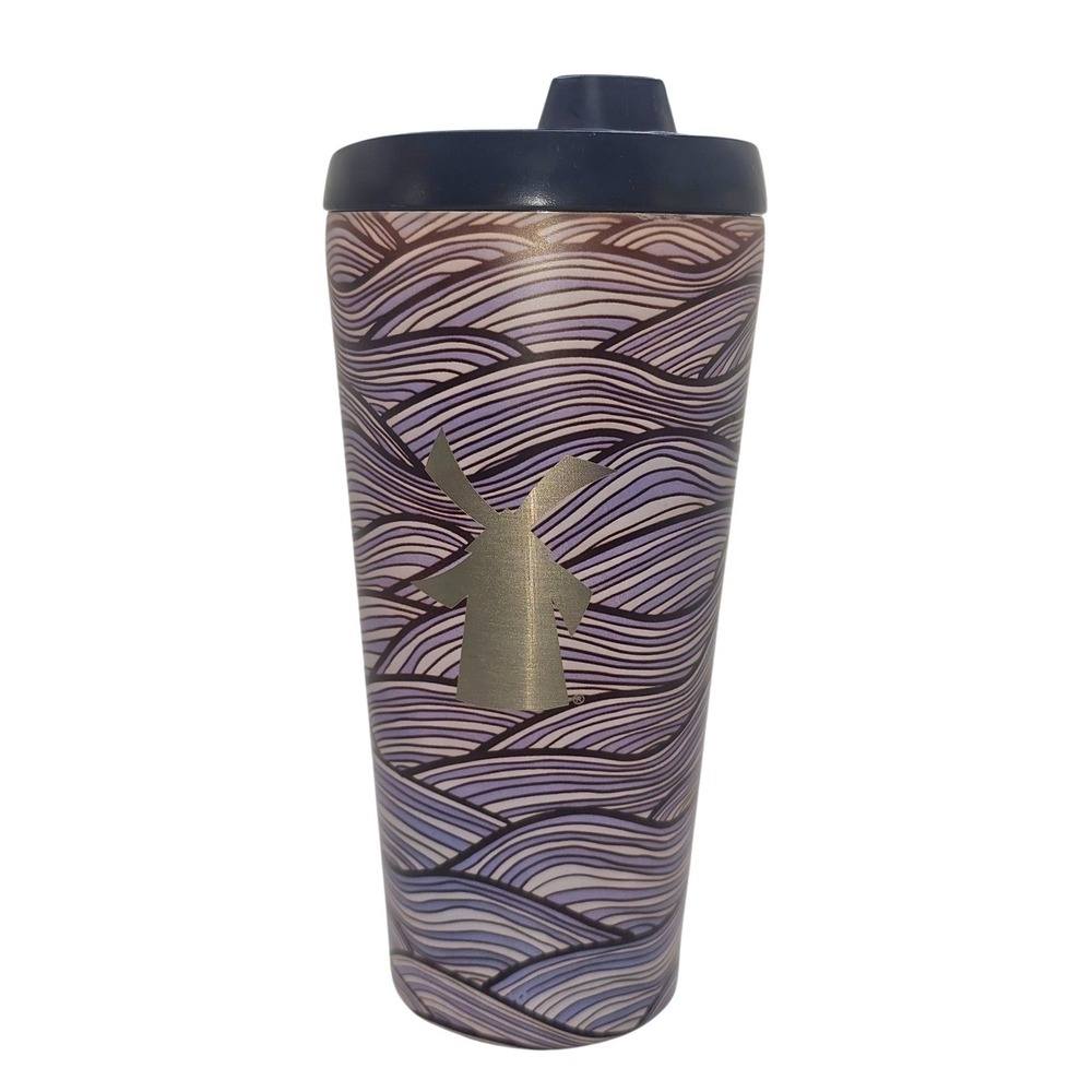 Dutch Bros Coffee Windmill Logo Insulated Travel Tumbler Royal Blue Wave Pattern